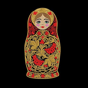 Материалы для творчества ручной работы. Ярмарка Мастеров - ручная работа Дизайн машинной вышивки - Матрешка Хохлома. Handmade.