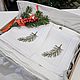Скатерть льняная с вышивкой и мережкой "Christmas Branches". Скатерти. Nitka-vl, дизайнерская вышивка. Ярмарка Мастеров.  Фото №4