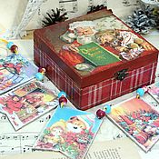 Сувениры и подарки handmade. Livemaster - original item New Year`s box Santa Claus with and without a garland. Handmade.