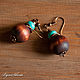 Earrings made of wood and turquoise 'Chocolate'. Earrings. BijouSiberia. My Livemaster. Фото №5