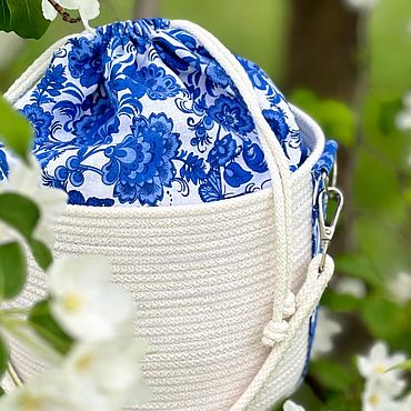 Сумки ручной работы. Ярмарка Мастеров - ручная работа Сумка-ведерко Гжель. Handmade.