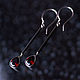 Order Silver stick earrings with a drop of red garnet. Honey Hany Jewelry by Olga Khan. Livemaster. . Earrings Фото №3
