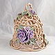 Bell `Violet`. Height 20 cm. Braided ceramic and ceramic flowers Elena Zaichenko
