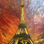 Картины и панно handmade. Livemaster - original item Pictures: Oil painting A Magical Night in Paris. Sunset fiery landscape. Handmade.