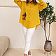 Linen shirt with applique House bright yellow. Blouses. natali. My Livemaster. Фото №4