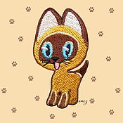 Материалы для творчества handmade. Livemaster - original item Applique embroidery Kitten woof for clothing decoration. Handmade.