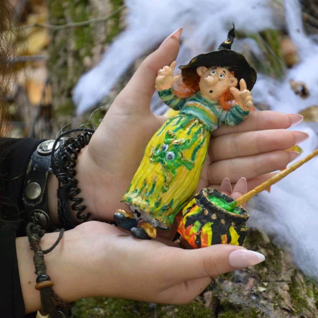 Ведьма. Ёлочная игрушка. В смещенной техники – купить онлайн на Ярмарке ...