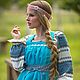 Linen circular turquoise sundress. Folk dresses. Slavyanskie uzory. Online shopping on My Livemaster.  Фото №2
