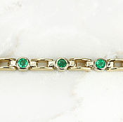 Украшения handmade. Livemaster - original item 2.60tcw Emerald Round Bracelet, Two-Toned Emerald Bracelet, 14K Bezel. Handmade.
