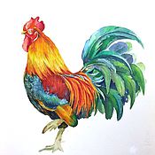 Картины и панно handmade. Livemaster - original item Watercolor Rooster symbol of the year 2017. Handmade.