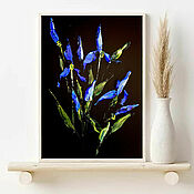 Картины и панно handmade. Livemaster - original item Mini paintings with irises. Small paintings with irises. Landscape irises.. Handmade.