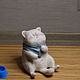толстый белый  кот, кавайный котенок, японский аниме кот из шерсти. Войлочная игрушка. Екатерина Кольцова (KettyCat). Ярмарка Мастеров.  Фото №4