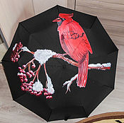 Аксессуары handmade. Livemaster - original item Womens umbrella automatic folding umbrella-cane patterned Bird. Handmade.