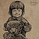 Портрет мальчика с мишкой в технике пуантель, Картины, Москва,  Фото №1
