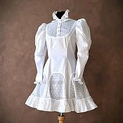 Одежда handmade. Livemaster - original item Lower cotton dress with sewing. Handmade.