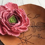 Украшения handmade. Livemaster - original item Brooch made of wool pink rose. Handmade.