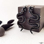 Украшения handmade. Livemaster - original item Royal Snake earrings made of Japanese beads. Handmade.