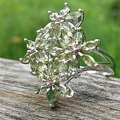 Sold: Silver carnations with chrysolite