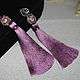 earrings-brush purple with beads of tanisha
