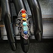 Leather bracelet with stones in the Boho style 