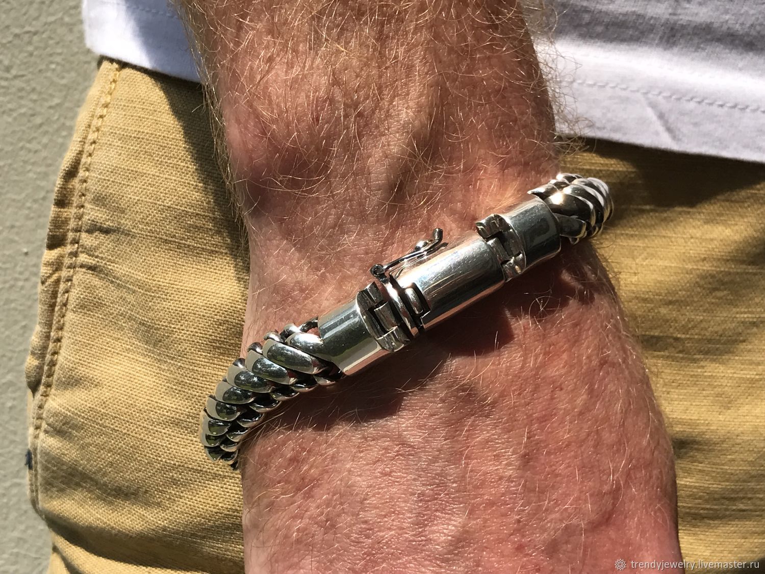 Мужской браслет серебряный 925 пробы стерлинговое серебро плетение -8