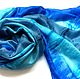 Buy Batik crinkled Stole the freshness of the morning silk Handmade Women's scarf silk scarf Batik stole a Gift on March 8 to Buy the Blue batik Scarf Gift woman Gift girl woman.
