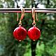 Coral Earrings / Red Earrings / Gold Earrings / Small Earrings. Earrings. JEWEL OLGA. My Livemaster. Фото №6
