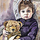 Детский портрет "Девочка с мишкой". Картины. OLizza. Интернет-магазин Ярмарка Мастеров.  Фото №2