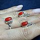Серебряное кольцо с кораллом. Комплекты украшений. SILVAURA. Интернет-магазин Ярмарка Мастеров.  Фото №2