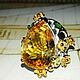 Ring 'Sicily' with citrine and emeralds, Rings, Voronezh,  Фото №1