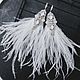 Wedding earrings with white feathers and Swarovski crystals. Earrings. mayjune. Online shopping on My Livemaster.  Фото №2