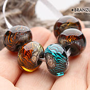 Материалы для творчества handmade. Livemaster - original item Tiger for craft - set 5 lampwork Branzuletka beads - jewelry making. Handmade.