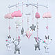 Children's mobile for girls ' Deer and pink clouds', Toys for cribs, Belgorod,  Фото №1