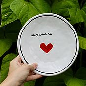 Посуда handmade. Livemaster - original item The inscription on the plate is Ink with a rim rim edging Ceramics gift. Handmade.