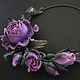 jewelry made of leather, leather accessories leather goods leather choker with flowers purple necklace flower necklace leather flowers decoration purple rose leather rose leather necklace

