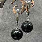 Украшения handmade. Livemaster - original item Natural black tourmaline sherl bead earrings. Handmade.