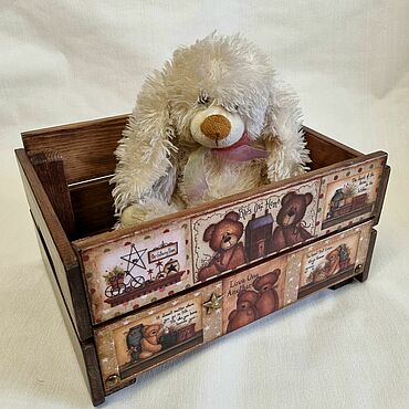 035 Ящик для игрушек деревянный на колесах «Хорн Натур» 40х30х30