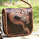 Женская кожаная сумка "Японский дракон" - цветная. Классическая сумка. Хельга. Кожаная мануфактура. Ярмарка Мастеров.  Фото №6