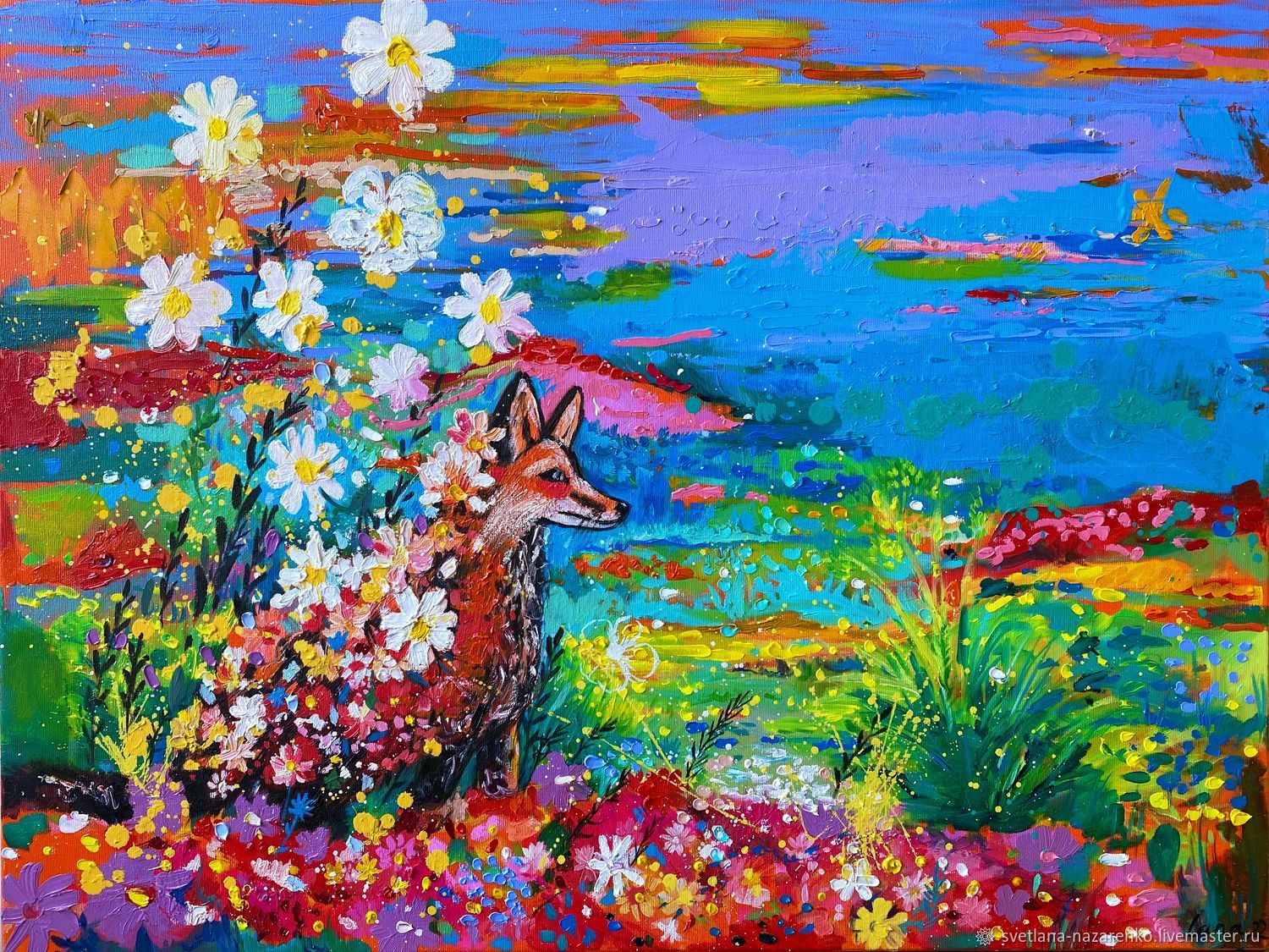 Flower foxes. Лиса с цветами живопись. Fox Flowers.