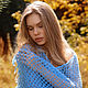 Шарф голубой вязаный крючком. Ручная работа. Шарфы. Knittessa. Ярмарка Мастеров.  Фото №4