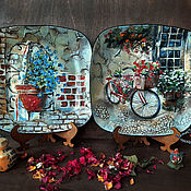 Посуда handmade. Livemaster - original item Plates: wall mounted plates for PROVENCE STYLE kitchen set of 2 pcs.. Handmade.
