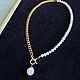 Асимметричное колье -цепь с натуральным жемчугом. Колье. STATEMENTS JEWELRY Only_you_byElena. Ярмарка Мастеров.  Фото №7