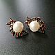 Серьги с природным морским жемчугом и гранатами. Серьги классические. Elysium jewelry art. Ярмарка Мастеров.  Фото №5