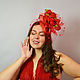 Hat with a veil ' Red roses', Hats1, Moscow,  Фото №1