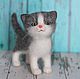 Grey kitten Busko. the toy of felt, Stuffed Toys, Zeya,  Фото №1