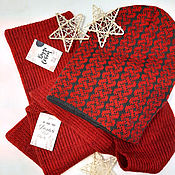 Аксессуары handmade. Livemaster - original item Knitted set beanie hat Celtic ornament and scarf. Handmade.