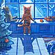 Картина с котом маслом на холсте Кот Новый год. Картины. Студия NZ. Ярмарка Мастеров.  Фото №5