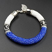 Украшения handmade. Livemaster - original item Harness bracelet knitted beaded Greek pattern red blue. Handmade.