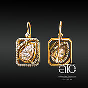 Украшения handmade. Livemaster - original item Gold earrings with diamonds and moissanite 5.9 Carat! 585. Handmade.