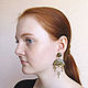 Art Deco Bronze Long Geometric Stud Earrings with Rings. Stud earrings. Bionika - Polymer Clay Jewelry (Bionika). My Livemaster. Фото №6